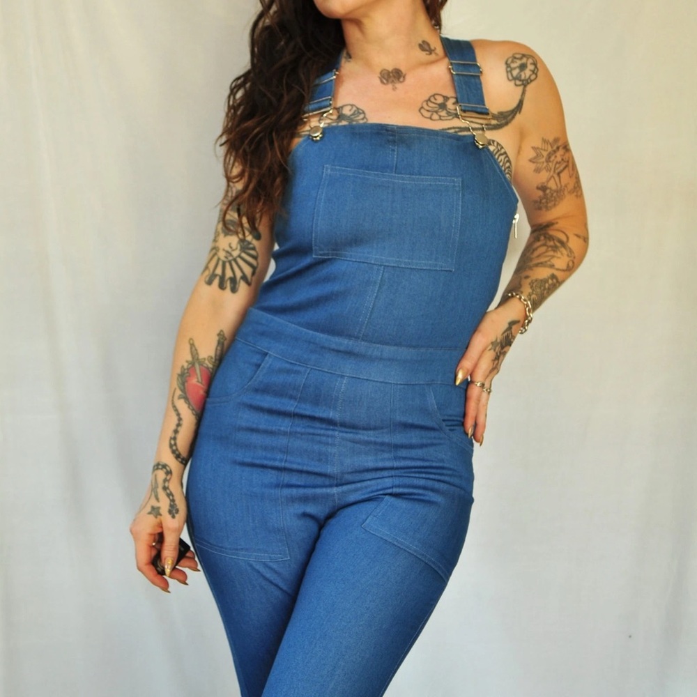 Women's Blue Denim Overalls Melody Ehsani - 70’s style